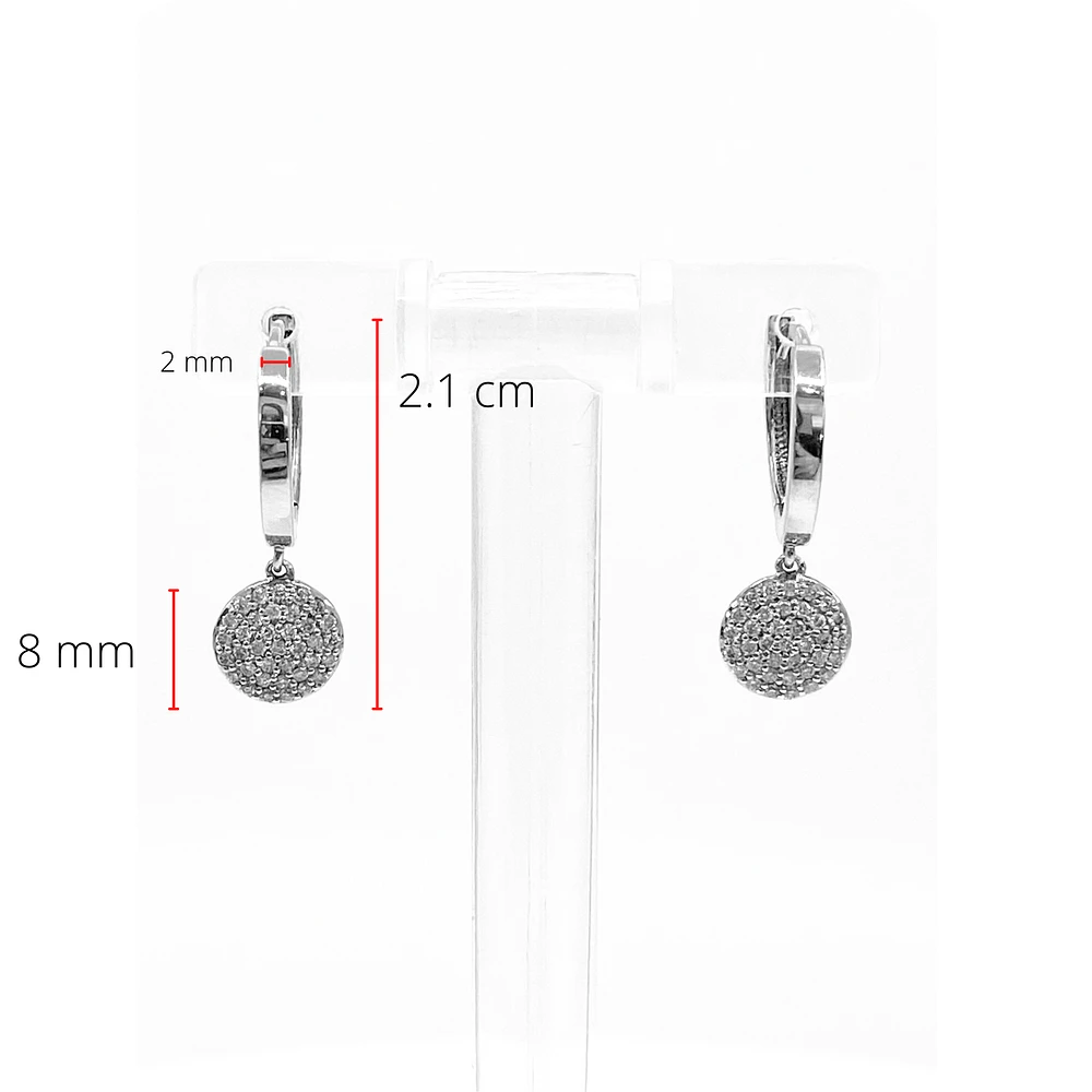 10K White Gold 0.30cttw Diamond Hoop Huggie Hinged Dangle Earrings