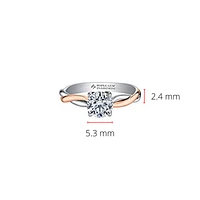 18K White & Rose Gold 0.60cttw Canadian Diamond Engagement Ring, size 6.5