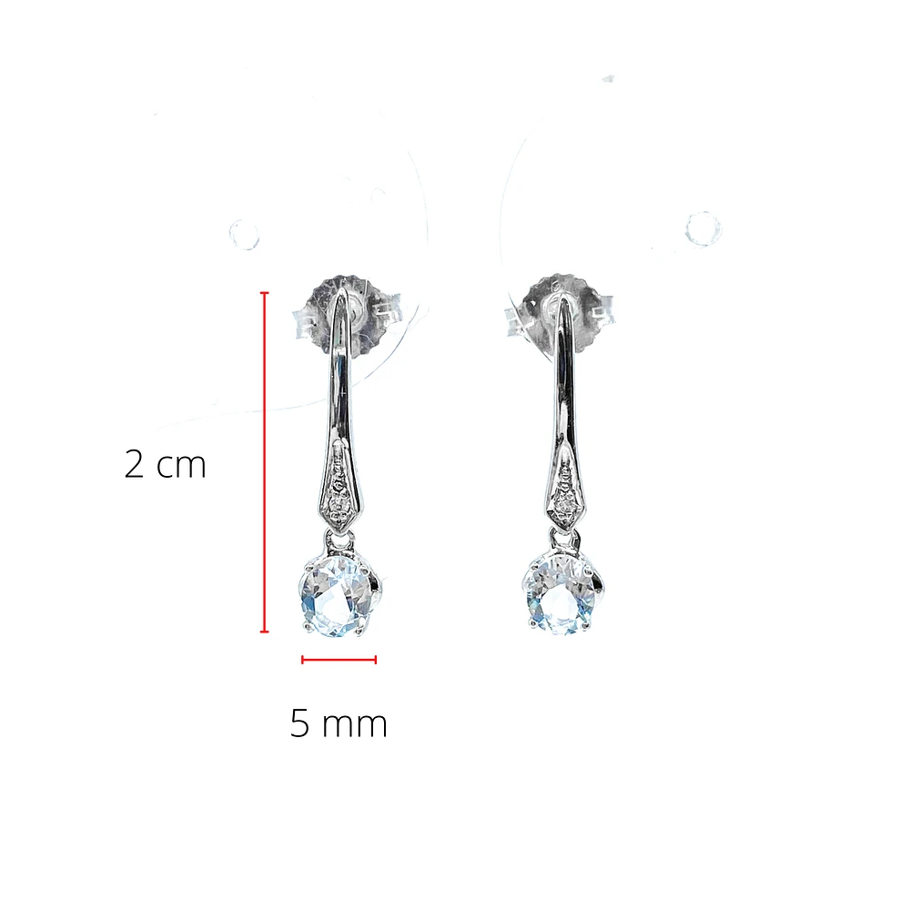 10K White Gold 0.64cttw Aquamarines & 0.012cttw Diamond Dangle / Drop Earrings