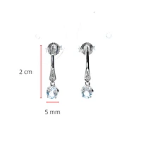 10K White Gold 0.64cttw Aquamarines & 0.012cttw Diamond Dangle / Drop Earrings