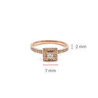 10K Rose Gold 0.20cttw Canadian Diamond Halo Engagement Ring, size 6.5