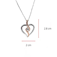 10K Rose Gold and Sterling Silver 0.12cttw Canadian Diamond Heart Necklace, 18"