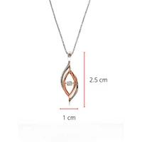 Sterling Silver and 10K Rose Gold 0.125cttw Diamond Pendant, 18"