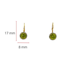 10K Yellow Gold Peridot and Diamond Lever Back Earrings