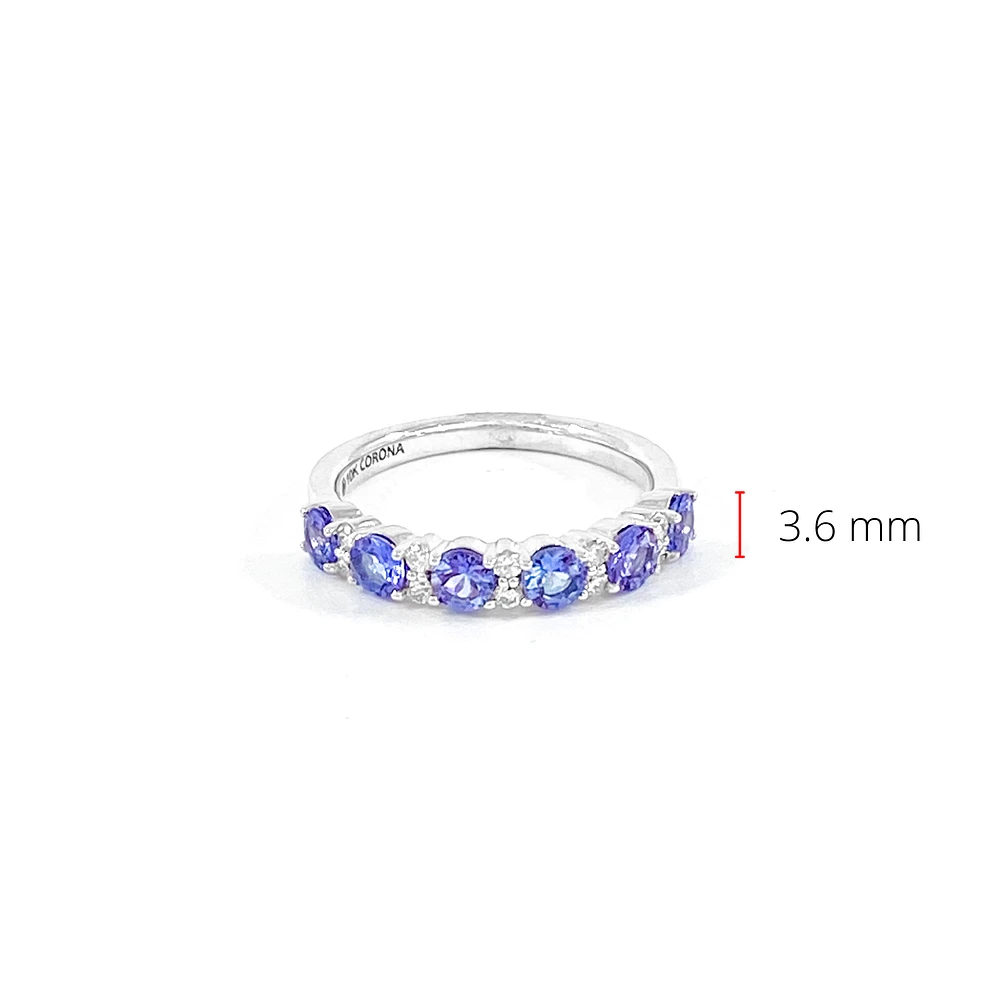 10K White Gold 1.20cttw Tanzanite & 0.15cttw Diamond Ring, size 6.5