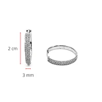 10K White Gold 0.50cttw Diamond Hoop Huggie Hinged Earring