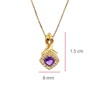10K Yellow Gold 0.33cttw Genuine Amethyst and 0.08cttw Diamond Halo Pendant, 18"