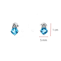 10K White Gold 1.50cttw Genuine Blue Topaz & 0.023cttw Diamond Earrings