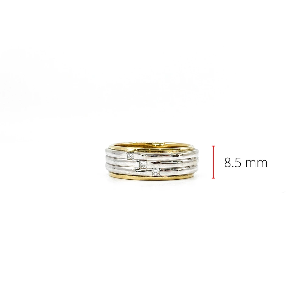 10K White & Yellow Gold 0.13cttw Princess Cut Gents Diamond Ring, size 10