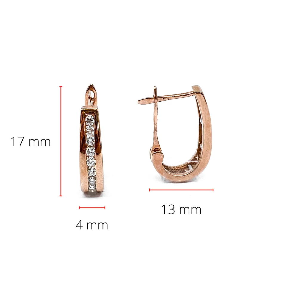 10K Rose Gold 0.50cttw Diamond Hoop Huggie Hinged Earring