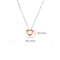 10K White & Rose Gold 0.036cttw Canadian Diamond Heart Pendant, 18"
