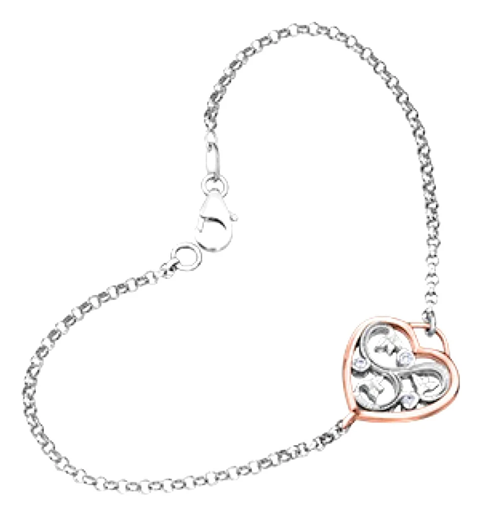 14K White & Rose Gold 0.05cttw Canadian Diamond Bracelet, 7"