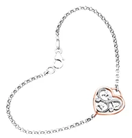 14K White & Rose Gold 0.05cttw Canadian Diamond Bracelet, 7"