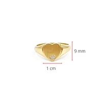 10K Yellow Gold 0.007cttw Diamond Heart Signet Ring, size 6