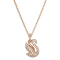 Swarovski Iconic Swan pendant, Swan, Small, White, Rose gold-tone plated 5647555