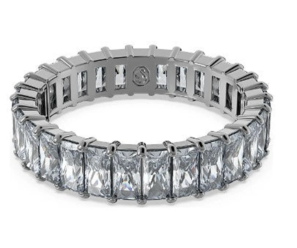 Swarovski Matrix ring, Baguette cut, Gray, Ruthenium plated - 5648917