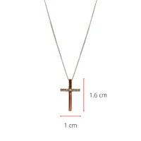 10K White & Rose Gold 0.02cttw Diamond Cross Pendant, 18"
