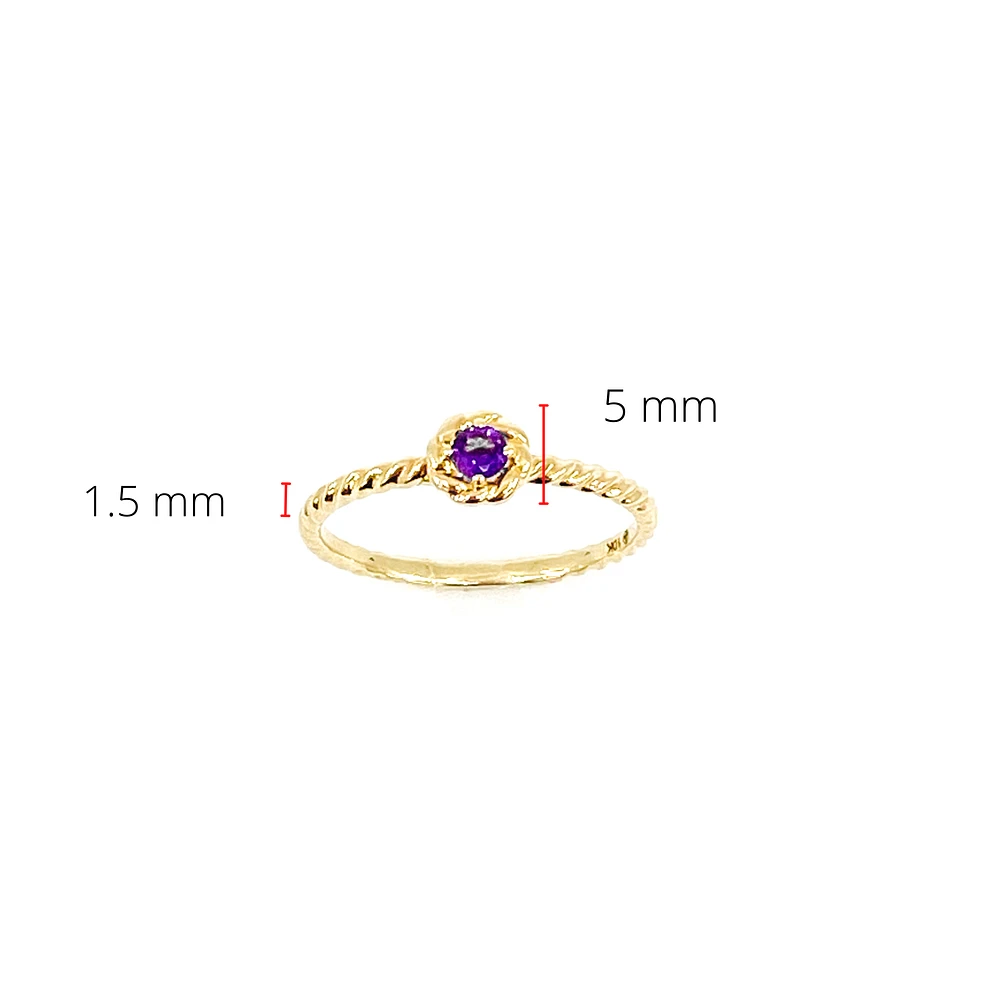 10K Yellow Gold 0.10cttw Genuine Amethyst  Halo Ring, size 6.5