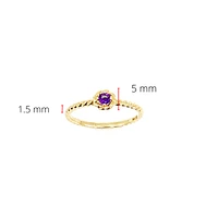 10K Yellow Gold 0.10cttw Genuine Amethyst  Halo Ring, size 6.5