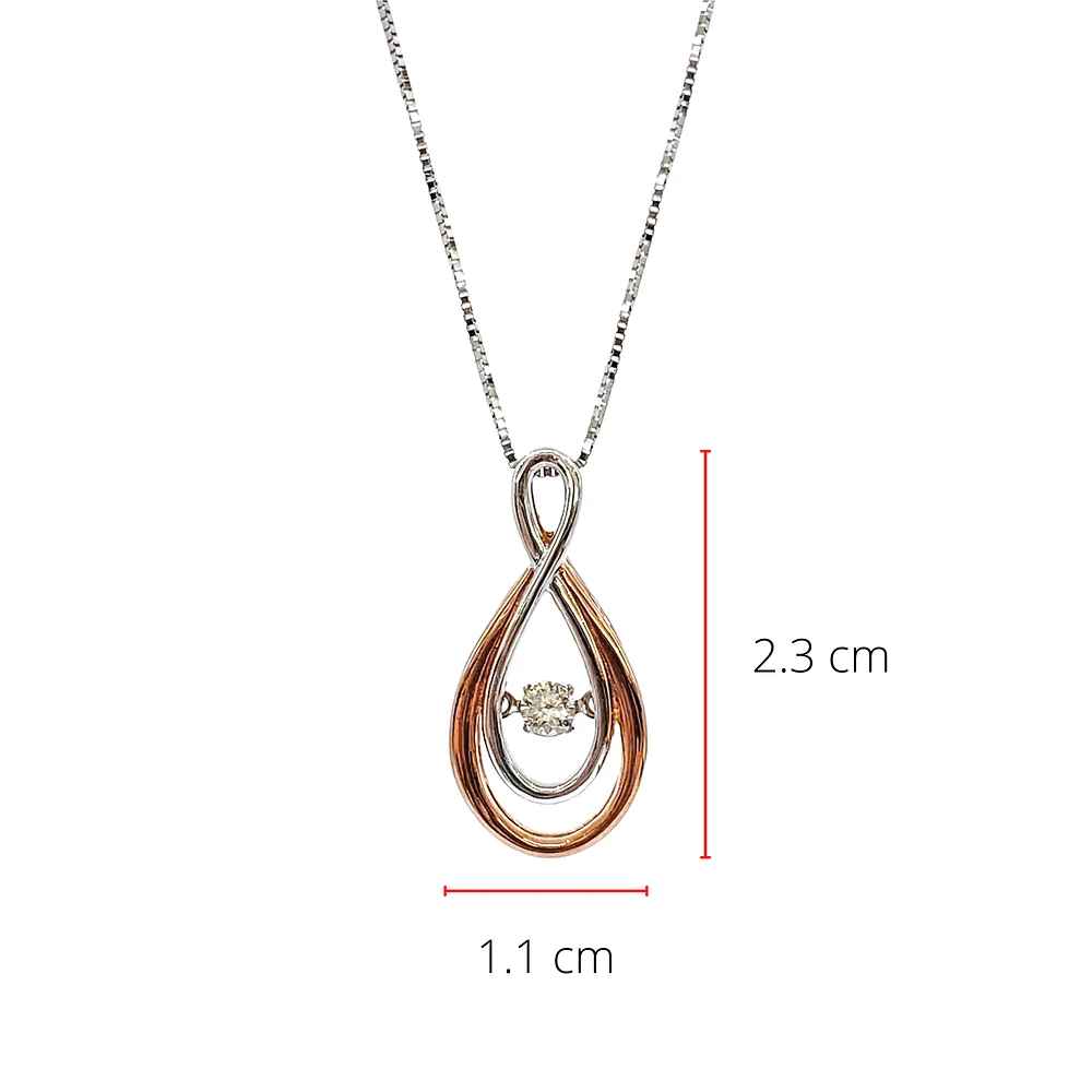 10K White & Rose Gold 0.10cttw Diamond Infinity Pendant, 18"