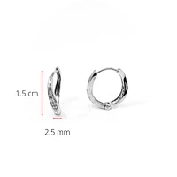 10K White Gold 0.06cttw Round Cut Diamond Hoop Huggie Hinged Earrings