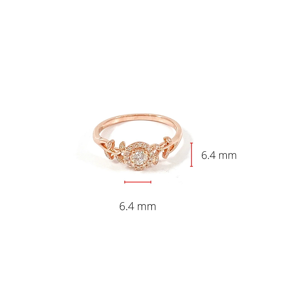 10K Rose Gold 0.25cttw Canadian Diamond Ring, size 6.5