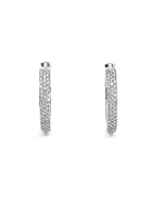 10K White Gold Diamond Hoop / Huggie Earring 0.50cttw
