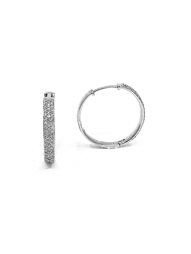 10K White Gold Diamond Hoop / Huggie Earring 0.50cttw