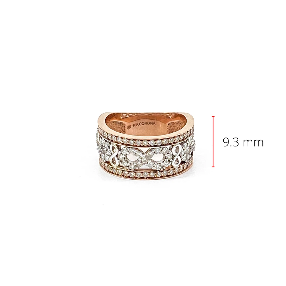 10K White & Rose Gold 1.00cttw Diamond Infinity Ring, size 6.5