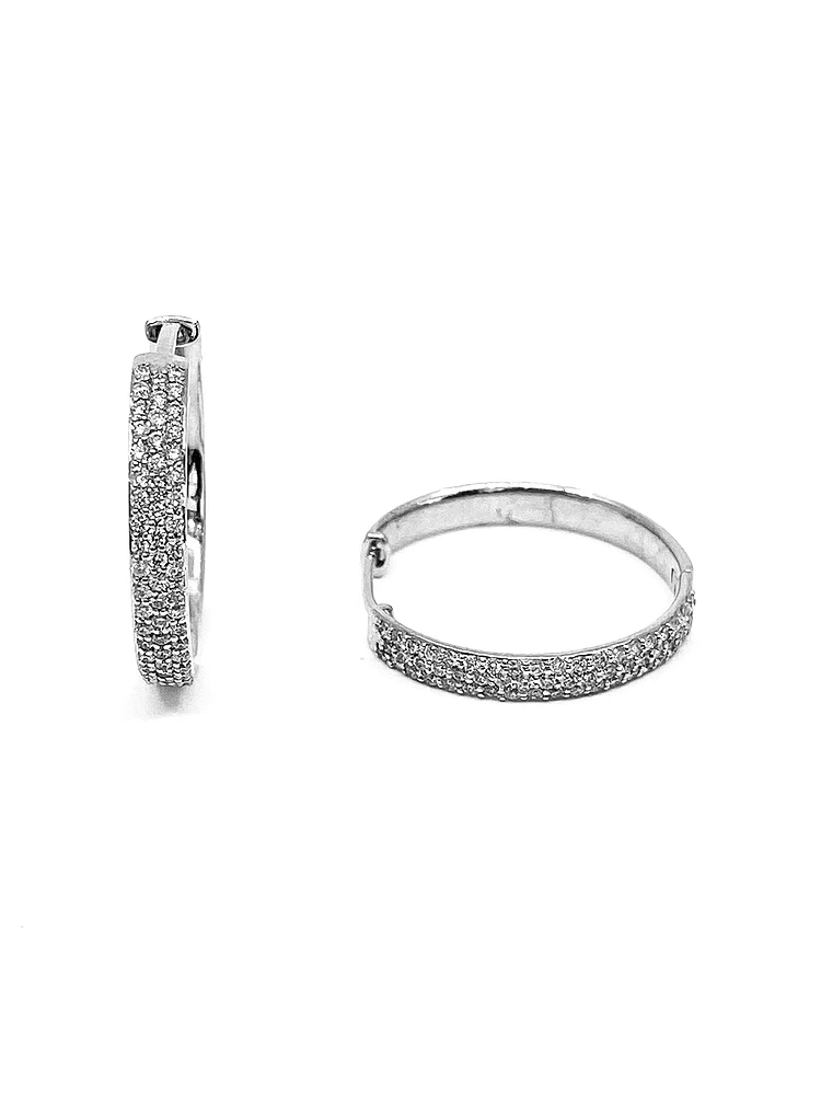 10K White Gold Diamond Hoop / Huggie Earring 0.50cttw