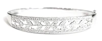10K White Gold 0.56cttw Diamond Bangle, 7"