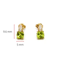 10K Yellow Gold 1.40cttw Genuine Peridot and 0.025cttw Diamond Earrings