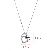 10K White Gold 0.03cttw Diamond Double Heart Pendant, 18"