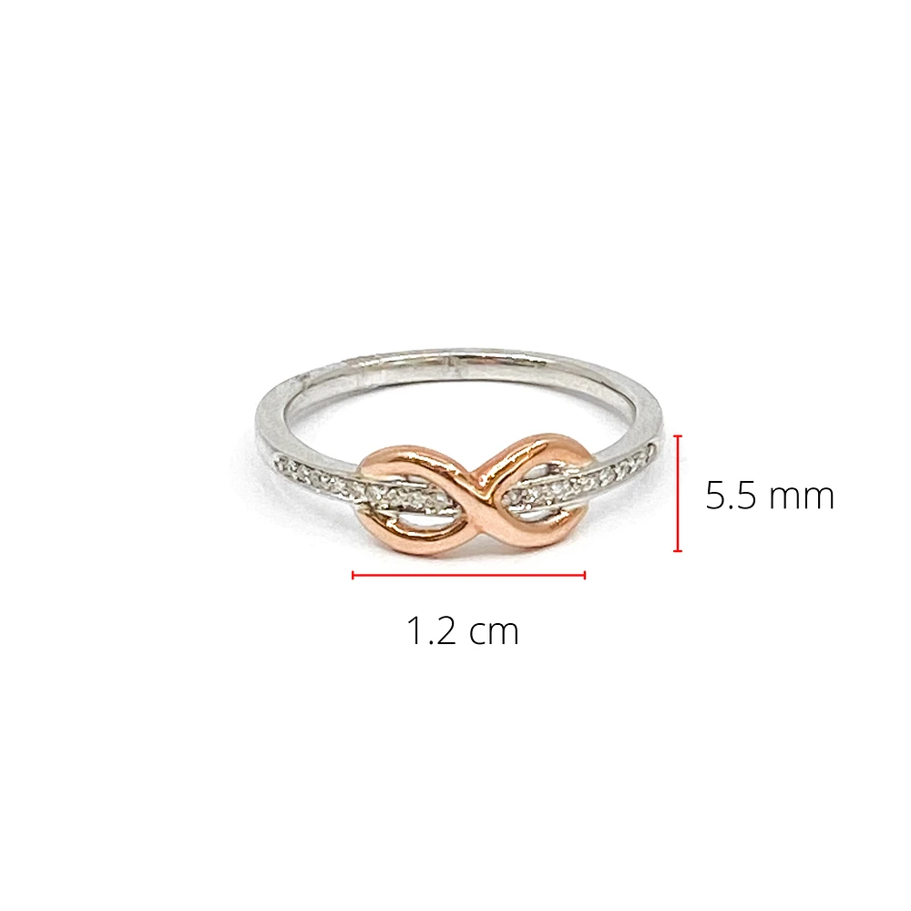 10K White & Rose Gold 0.05cttw Diamond Infinity Ring