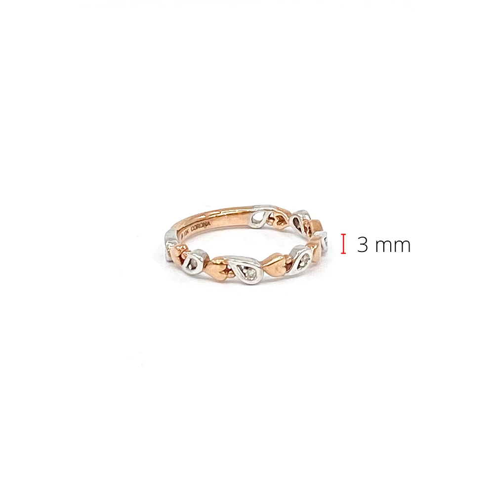 10K White & Rose Gold 0.05cttw Diamond Heart Ring, size 6.5