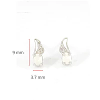 10K White Gold 0.22cttw Genuine Opal and 0.01cttw Diamond Earrings