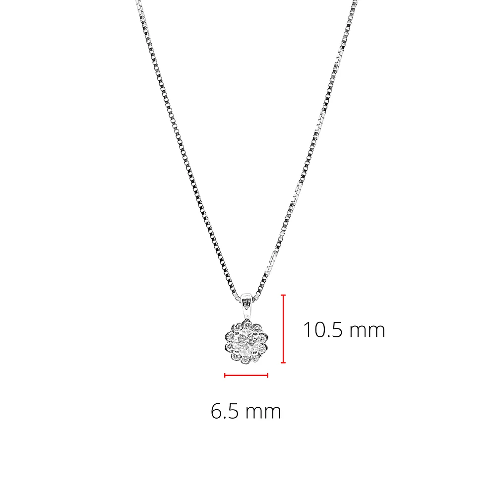 14K White Gold 0.25cttw Canadian Diamond Halo Necklace, 18"