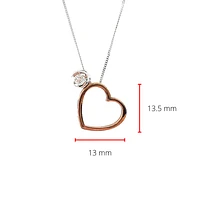 10K White & Rose Gold 0.09cttw Diamond Heart Pendant, 18"