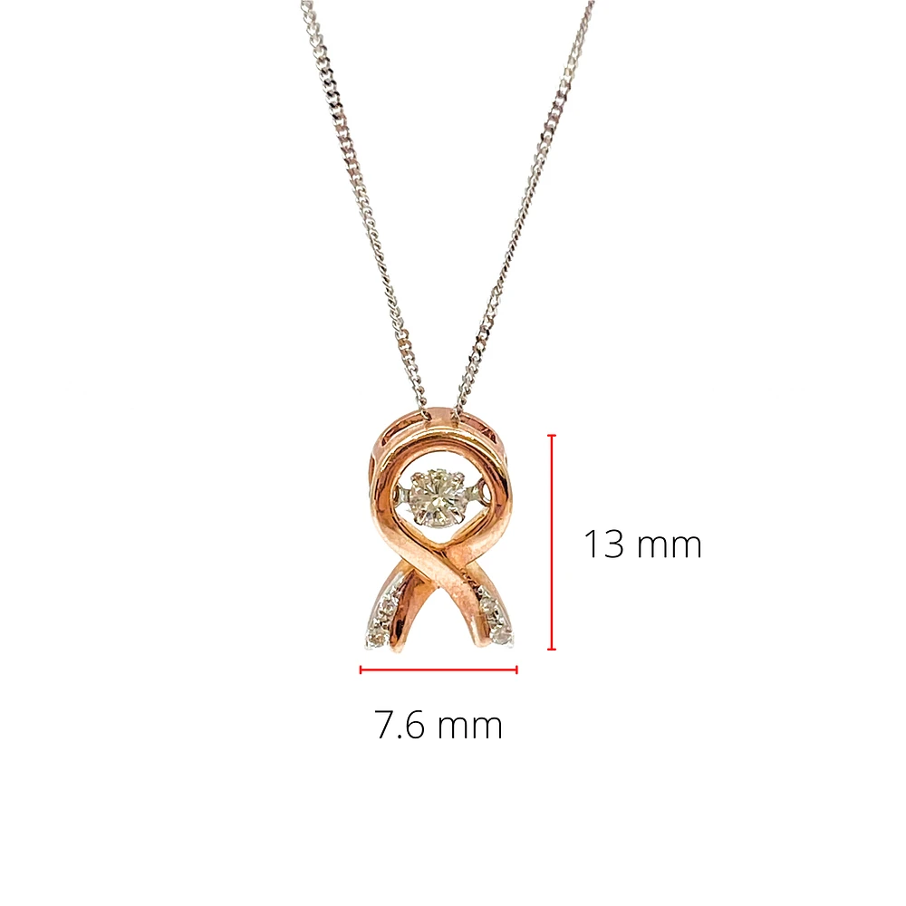 10K Rose Gold & White Gold 0.10cttw Diamond Pendant, 18"