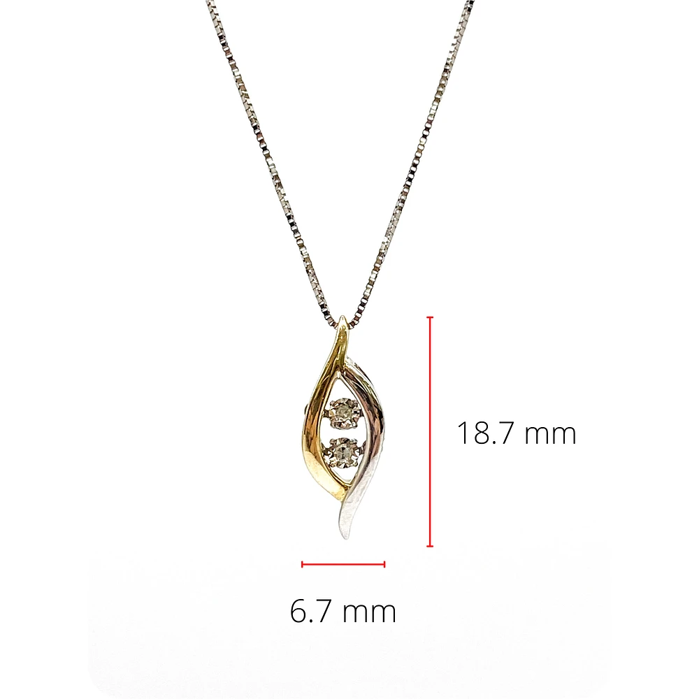 10K White and  Yellow Gold 0.02cttw Diamond Pulse Pendant, 18"