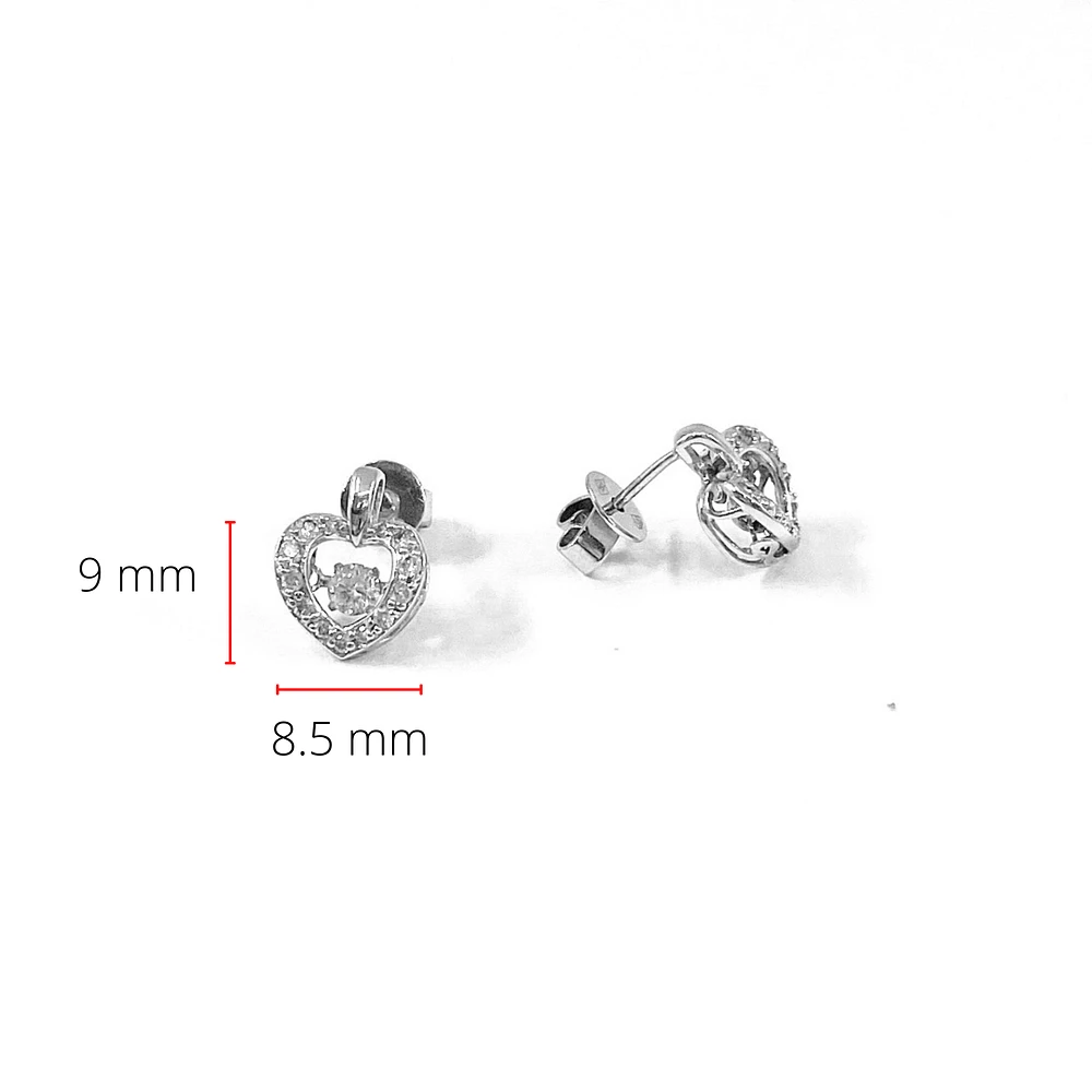 10K White Gold 0.35cttw Round Brilliant Cut Diamond Pulse Dangle Stud Earrings