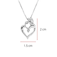 Sterling Silver 0.011cttw Canadian Diamond Mother & Child Pendant, 18"