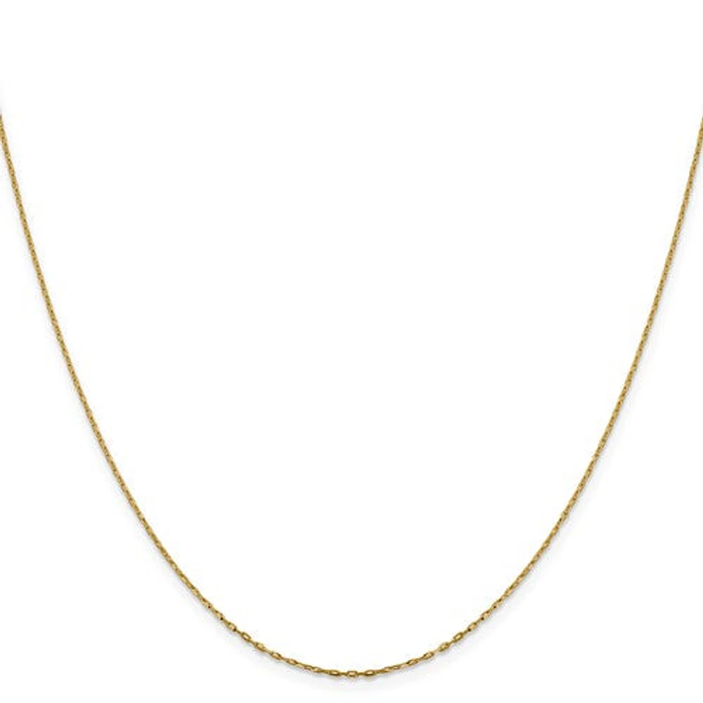 14K Gold 1mm D/C Open Long Link Cable Chain - /