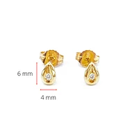 10K Yellow Gold 0.04cttw Round Cut Diamond Stud Leaf Design Earring