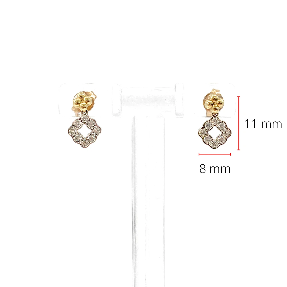 10K White & Yellow Gold 0.25cttw Diamond Stud/Dangle/Drop Earrings