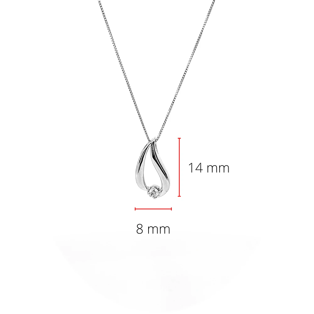 10K White Gold 0.035cttw Canadian Diamond Necklace, 18"