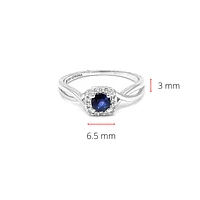 10K White Gold 0.44cttw Genuine Sapphire & 0.072cttw Diamonds Ring, size 6.5