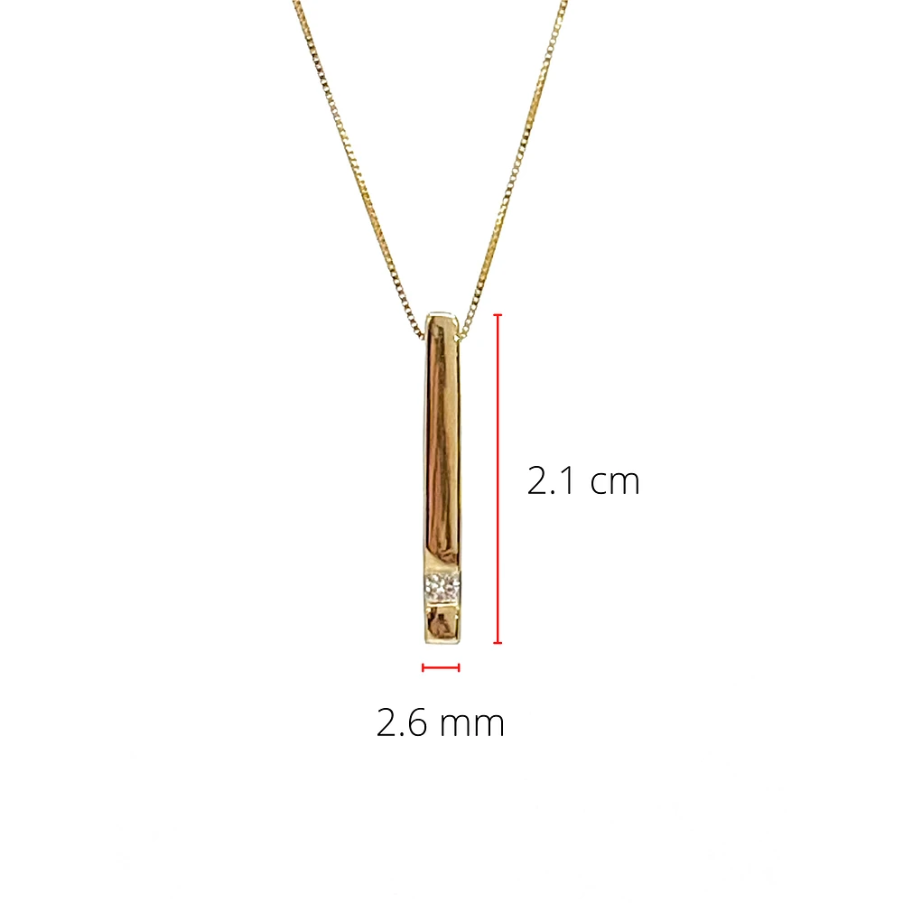 10K Yellow Gold 0.072cttw Diamond Pendant, 18"