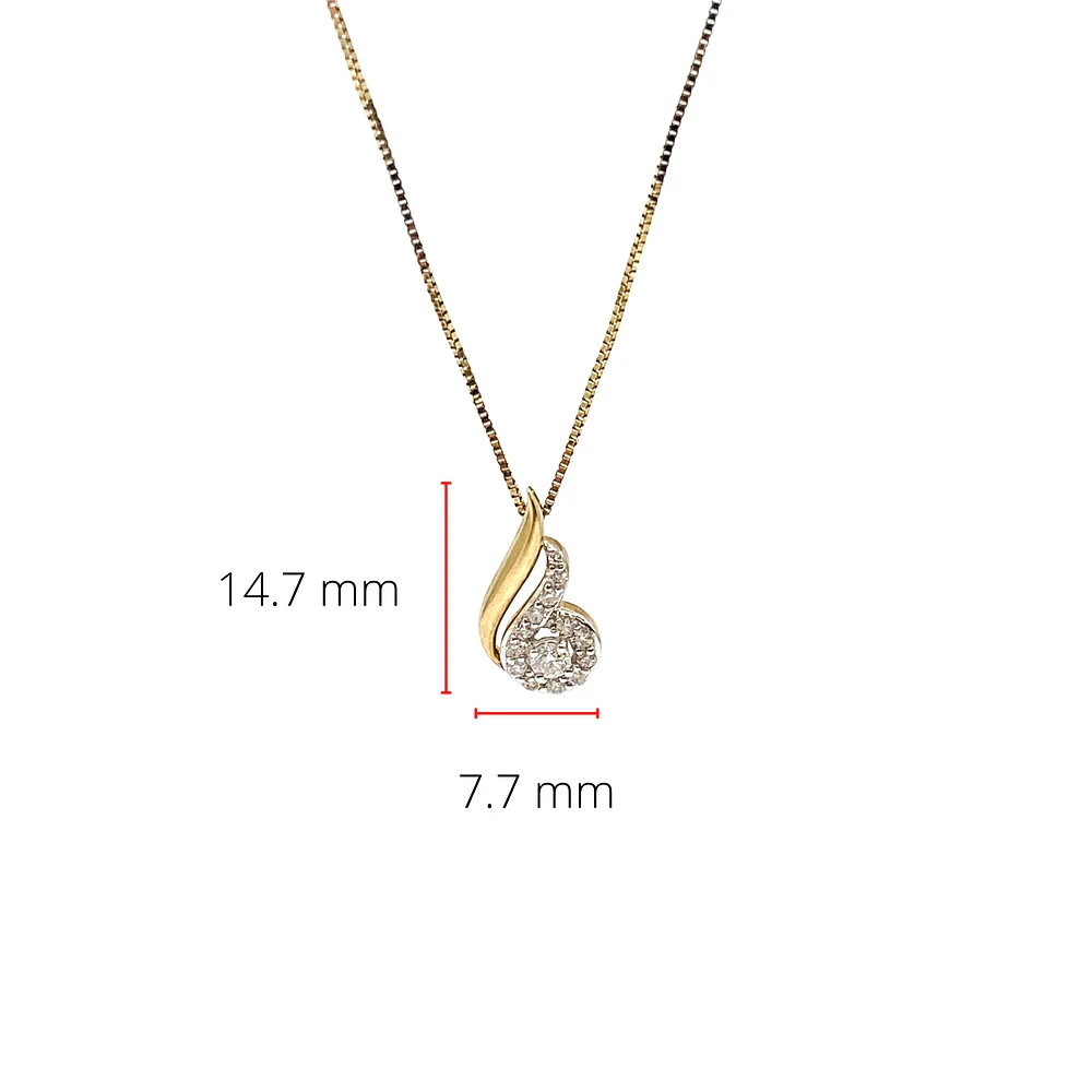 10K Yellow Gold 0.17ttw Canadian Diamond Halo Necklace, 18"