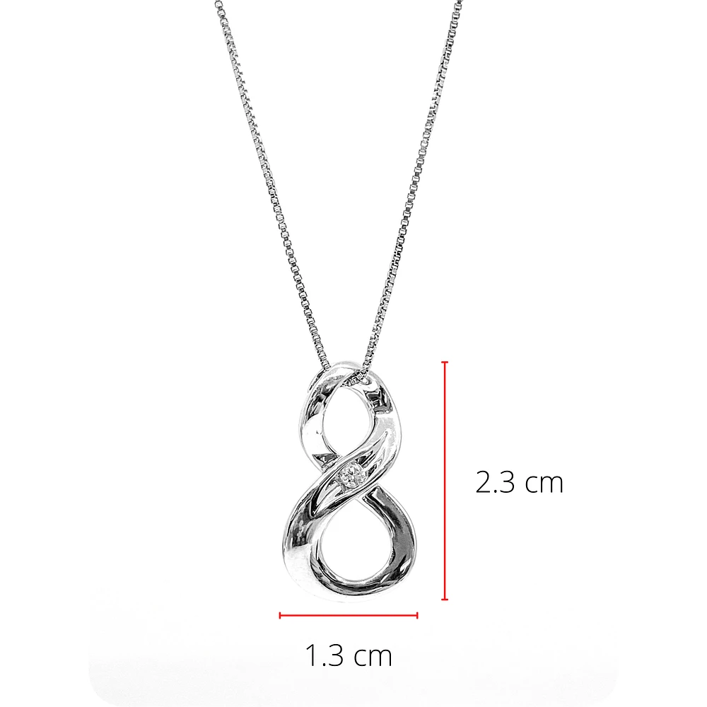 Sterling Silver 0.063cttw Diamond Infinity Necklace, 18"